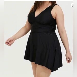 Torrid Black V-Neck One-Piece Swimdress 3x